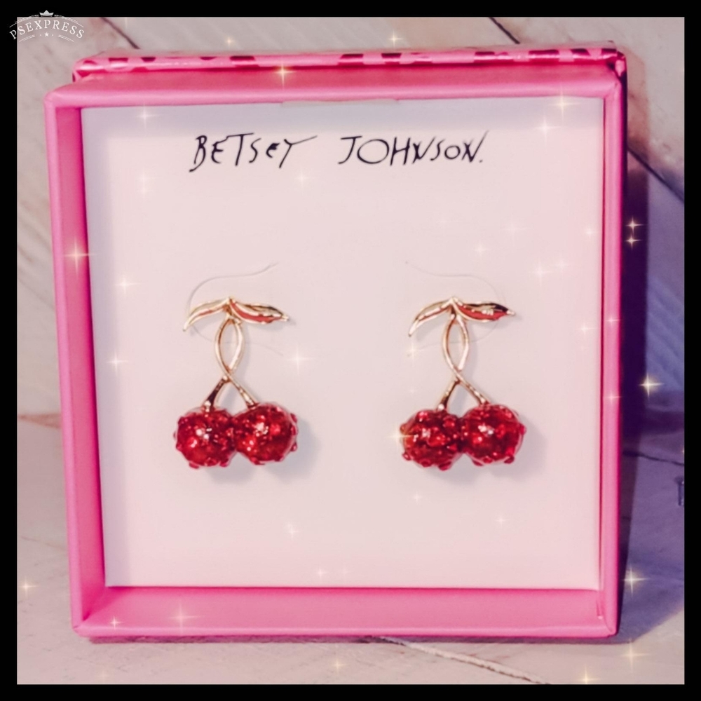 Betsey Johnson Cherry Stud Earrings